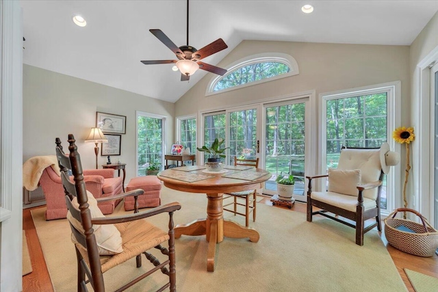 sunroom with vaulted ceiling
