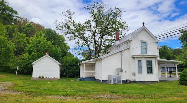 5159 Lee Hwy, Troutville, VA 24175 - back of house featuring a yard, a chimney, and a porch