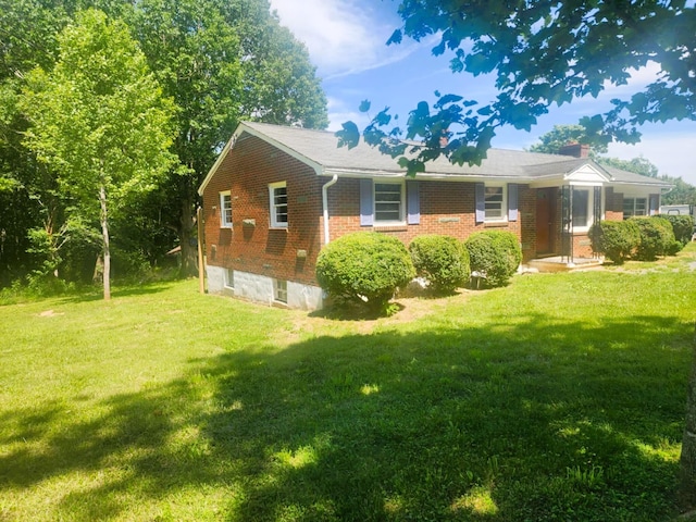 1742 Fruitridge Dr, Penhook, VA 24137 - view of front of house with brick siding and a front yard