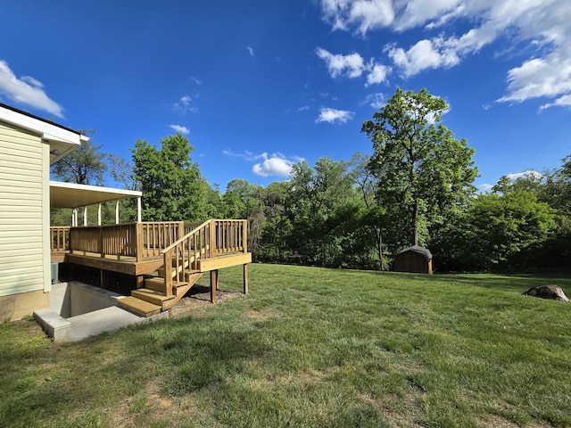411 Raleigh Ave, Vinton, VA 24179 - view of grassy yard with a wooden deck and stairs