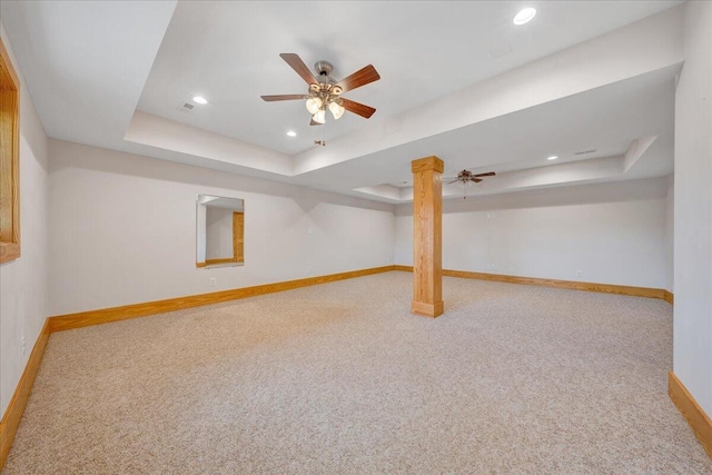 bonus room featuring carpet floors, baseboards, recessed lighting, and ceiling fan