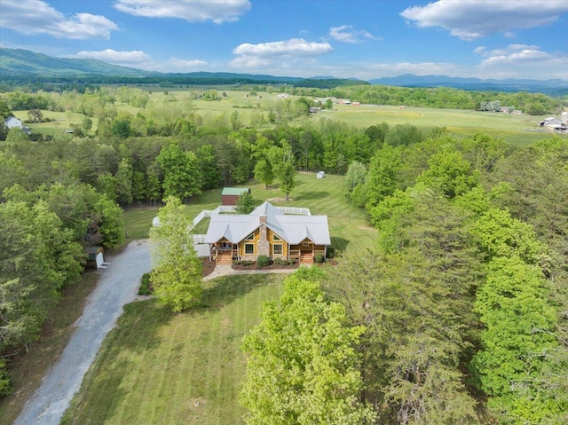 aerial view of property and surrounding area with mountains