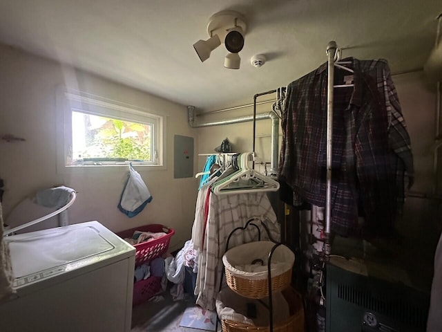 washroom with washer / dryer and electric panel