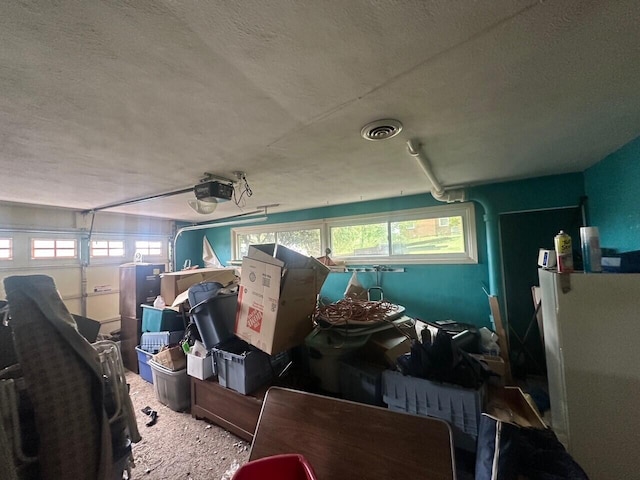 garage with a garage door opener