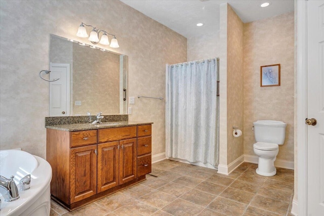 23 Alean Rd, Rocky Mount, VA 24151 - full bathroom featuring toilet, a bathtub, vanity, curtained shower, and baseboards