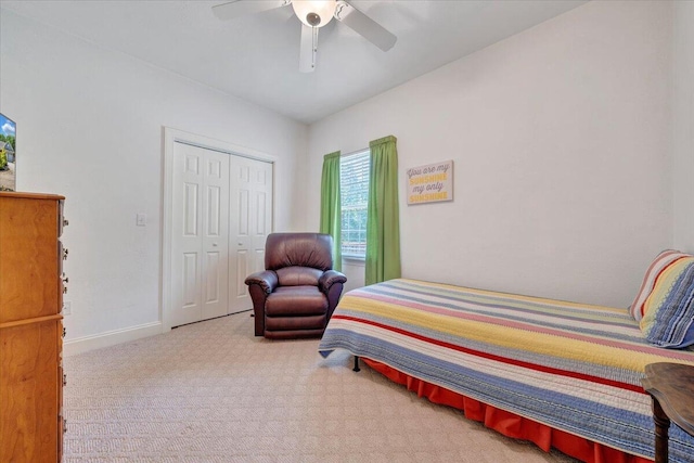 23 Alean Rd, Rocky Mount, VA 24151 - carpeted bedroom with baseboards, a closet, and a ceiling fan