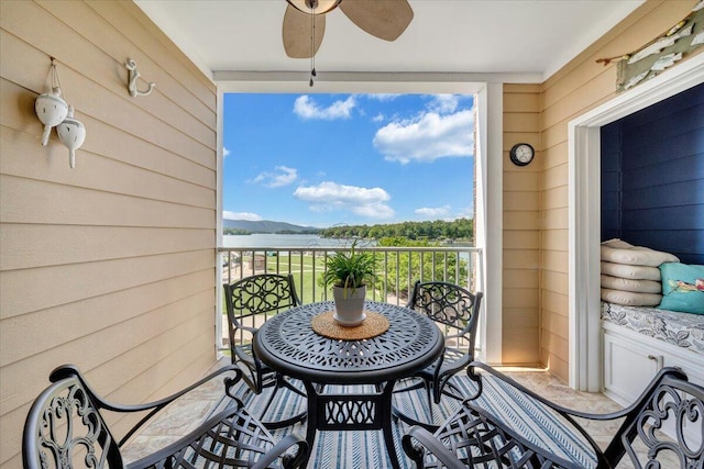 1217 Graves Harbor Trl Unit 119, Huddleston, VA 24104 - balcony with ceiling fan and a water view