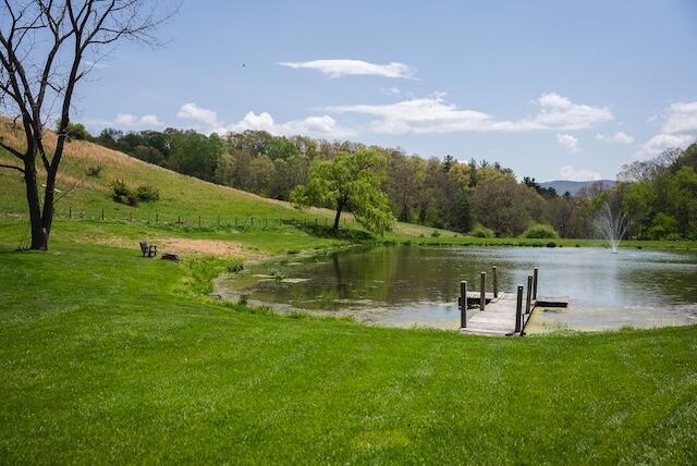 336 Turkey Run Ln, Rural Retreat, VA 24368 - dock area with a water view and a yard