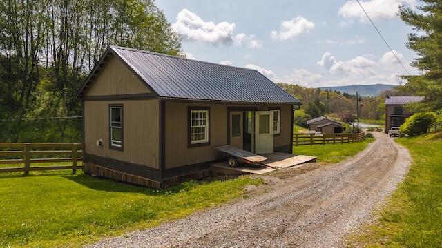 336 Turkey Run Ln, Rural Retreat, VA 24368 - view of home's exterior featuring metal roof and dirt driveway
