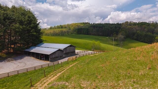 336 Turkey Run Ln, Rural Retreat, VA 24368 - aerial view of sparsely populated area featuring agricultural land and a heavily wooded area