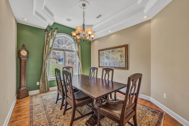 73 Windmere Trl, Moneta, VA 24121 - dining room with a chandelier, ornamental molding, wood finished floors, baseboards, and recessed lighting