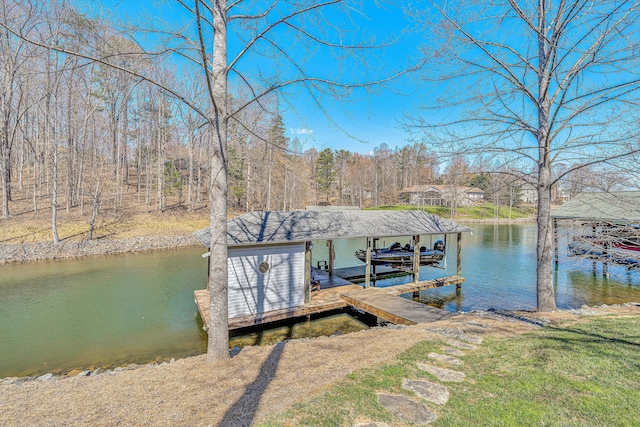 73 Windmere Trl, Moneta, VA 24121 - dock area featuring boat lift and a water view