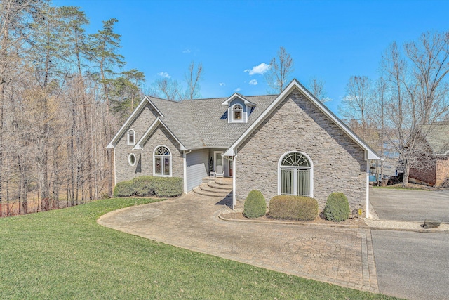 73 Windmere Trl, Moneta, VA 24121 - view of front of property with stone siding and a front lawn