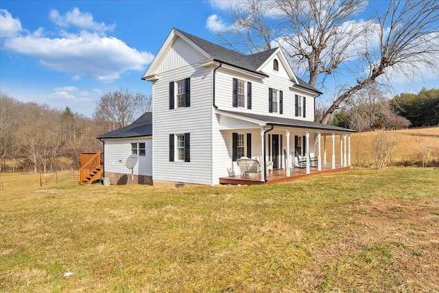 380 Trails End Dr, Hardy, VA 24101 - view of front of house with covered porch, a shingled roof, and a front yard