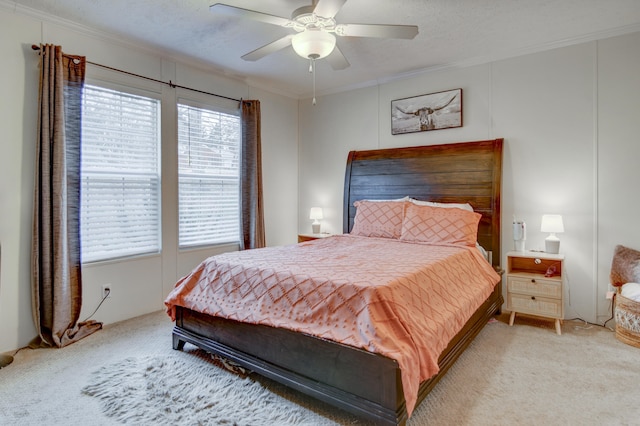 1944 Dickerson Mill Rd, Bedford, VA 24523 - bedroom featuring light carpet, crown molding, and a ceiling fan