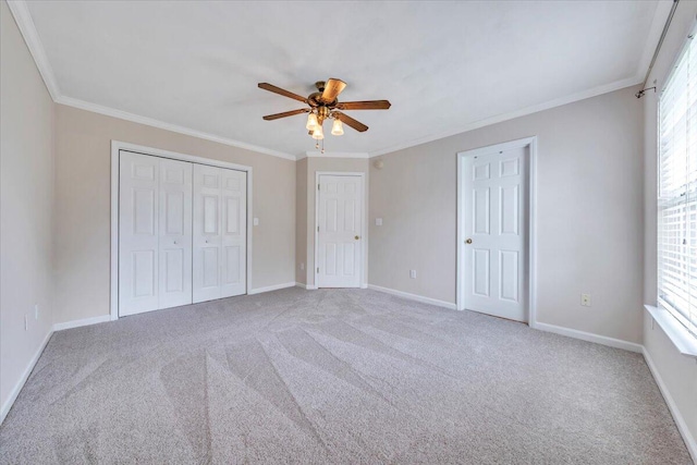 2420 Carlsbad Cir, Roanoke, VA 24012 - unfurnished bedroom with crown molding, carpet floors, baseboards, and ceiling fan