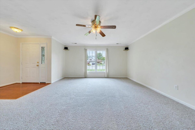 2420 Carlsbad Cir, Roanoke, VA 24012 - carpeted spare room featuring ornamental molding, a ceiling fan, and baseboards