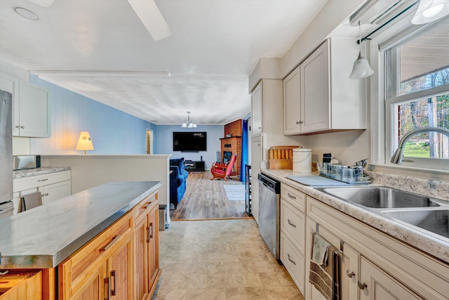 3553 Kidder Ln, Salem, VA 24153 - kitchen featuring dishwasher, open floor plan, a sink, and pendant lighting