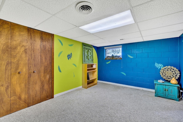 3553 Kidder Ln, Salem, VA 24153 - recreation room with carpet flooring, a paneled ceiling, and baseboards