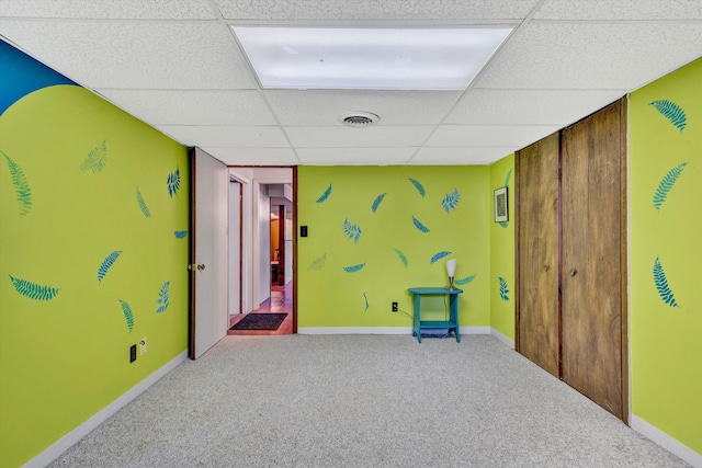 3553 Kidder Ln, Salem, VA 24153 - playroom featuring a paneled ceiling, carpet flooring, and baseboards