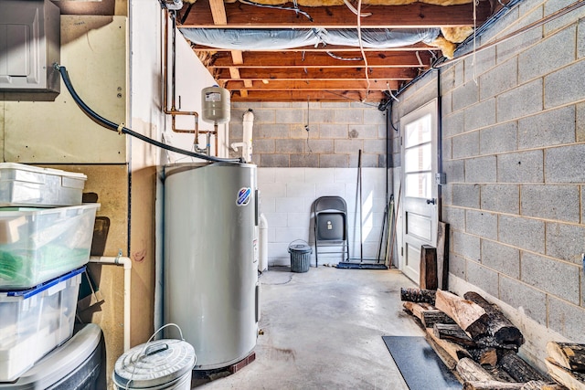 3553 Kidder Ln, Salem, VA 24153 - basement with electric water heater and concrete block wall