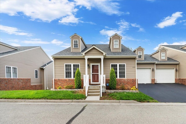 6618 Hartman Ct, Roanoke, VA 24019 - new england style home featuring brick siding, asphalt driveway, a garage, and a shingled roof