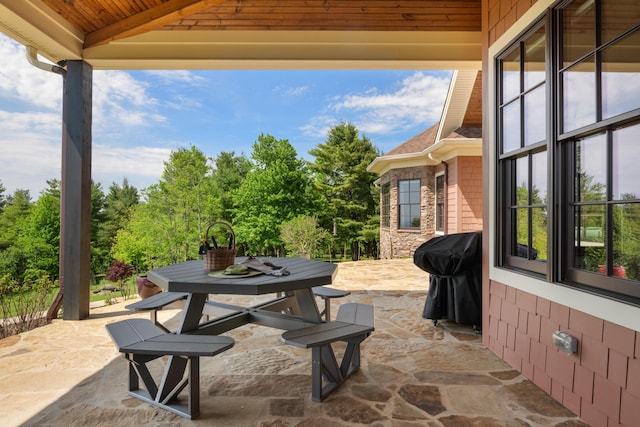 493 Pops Peak Rd, Fancy Gap, VA 24328 - view of patio with outdoor dining space, area for grilling, and view of scattered trees