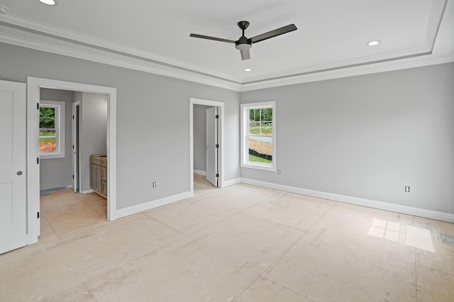 105 Belvior Cir, Moneta, VA 24121 - unfurnished bedroom featuring ornamental molding, baseboards, recessed lighting, and ceiling fan
