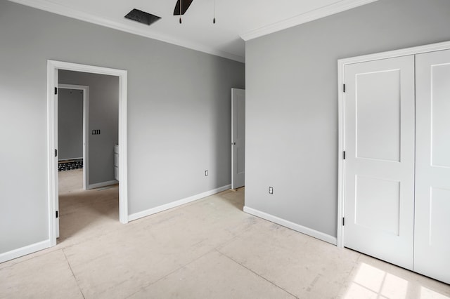105 Belvior Cir, Moneta, VA 24121 - unfurnished bedroom featuring ornamental molding, baseboards, and ceiling fan