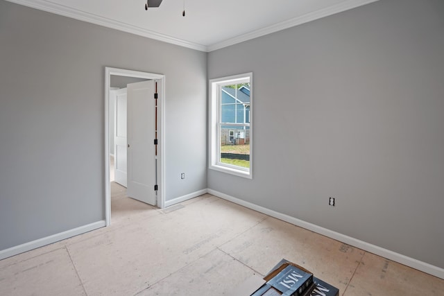 105 Belvior Cir, Moneta, VA 24121 - unfurnished room with baseboards, ornamental molding, and a ceiling fan