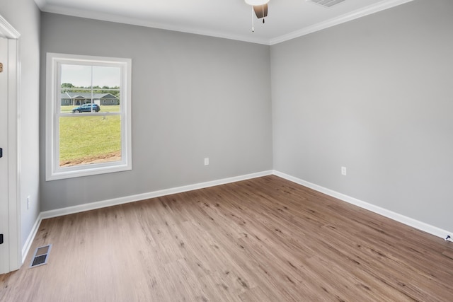 105 Belvior Cir, Moneta, VA 24121 - spare room with wood finished floors, ornamental molding, and a ceiling fan