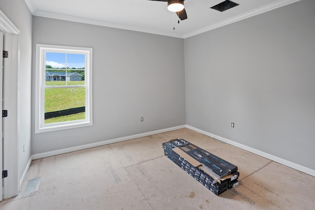 105 Belvior Cir, Moneta, VA 24121 - unfurnished room with baseboards, ceiling fan, and ornamental molding