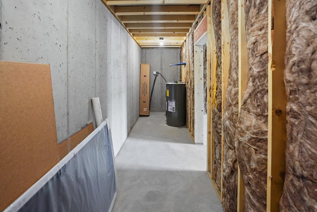 105 Belvior Cir, Moneta, VA 24121 - hall with water heater and concrete flooring