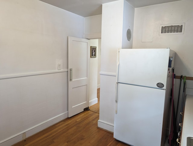 1987 Franklin St, Rocky Mount, VA 24151 - kitchen featuring freestanding refrigerator, wood finished floors, and baseboards