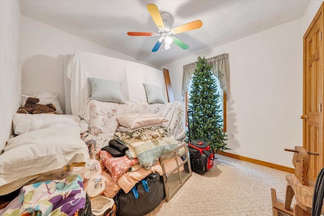 338 White Oak Ln, New Castle, VA 24127 - bedroom featuring carpet floors, baseboards, and a ceiling fan