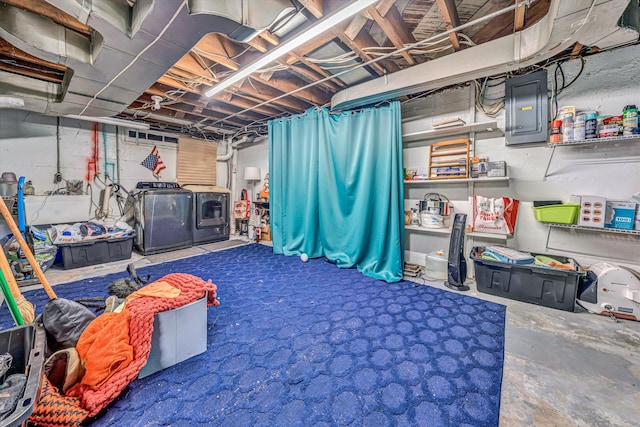 2408 Avenham Ave SW, Roanoke, VA 24014 - unfinished basement featuring washer and dryer and electric panel