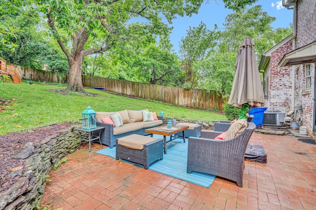 2408 Avenham Ave SW, Roanoke, VA 24014 - view of patio featuring cooling unit, an outdoor hangout area, and view of scattered trees