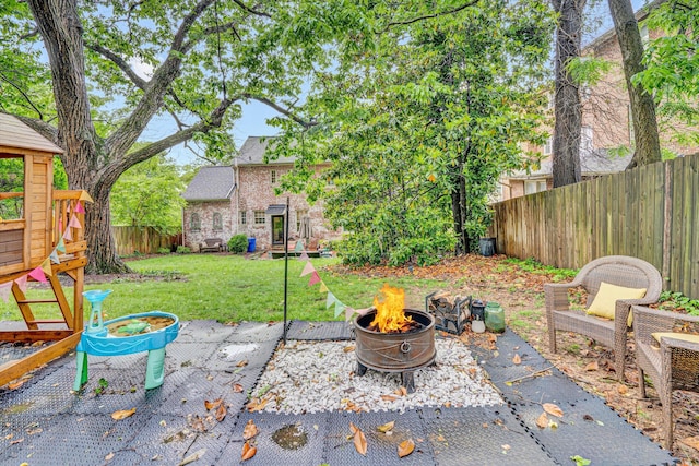 2408 Avenham Ave SW, Roanoke, VA 24014 - view of patio featuring an outdoor fire pit