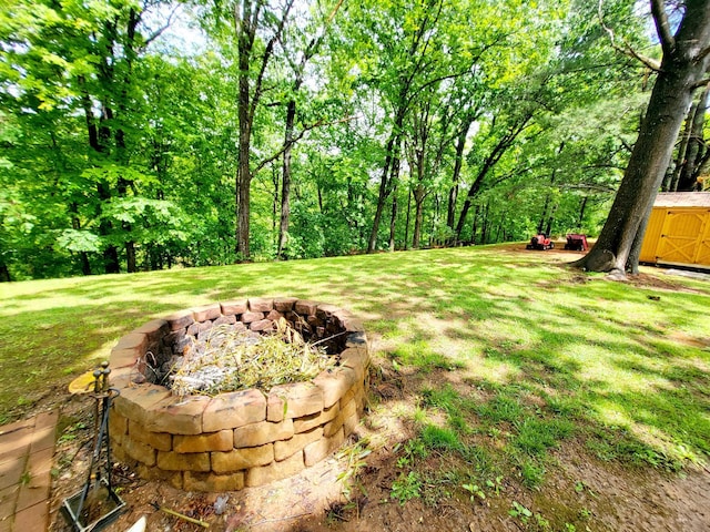 1652 Happy Acres Dr, Moneta, VA 24121 - view of grassy yard featuring an outdoor fire pit