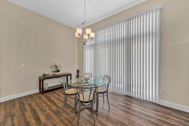 115 Professional Dr, Hardy, VA 24101 - dining room with a chandelier, dark wood-style flooring, and baseboards
