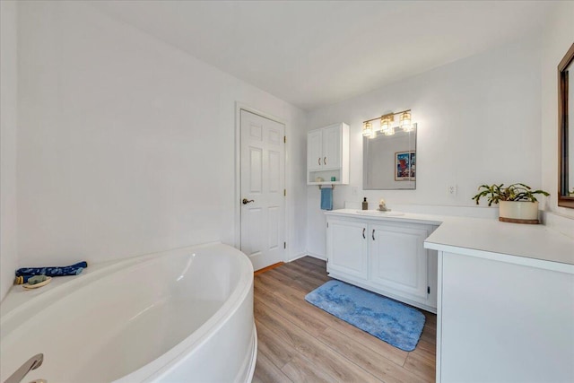 414 Mallard Cove Rd, Moneta, VA 24121 - bathroom with vanity, a bath, and wood finished floors