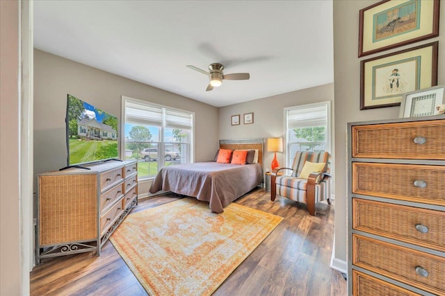 414 Mallard Cove Rd, Moneta, VA 24121 - bedroom with multiple windows, wood finished floors, and a ceiling fan