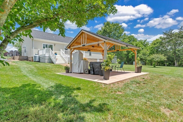 414 Mallard Cove Rd, Moneta, VA 24121 - rear view of house with a gazebo, a patio, a deck, stairs, and a lawn