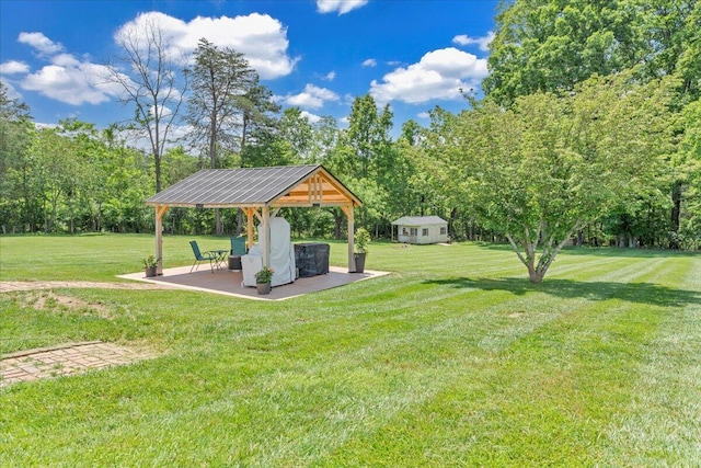 414 Mallard Cove Rd, Moneta, VA 24121 - view of grassy yard with a gazebo, a patio, and view of scattered trees