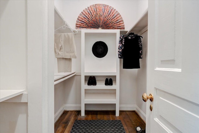 spacious closet with wood finished floors