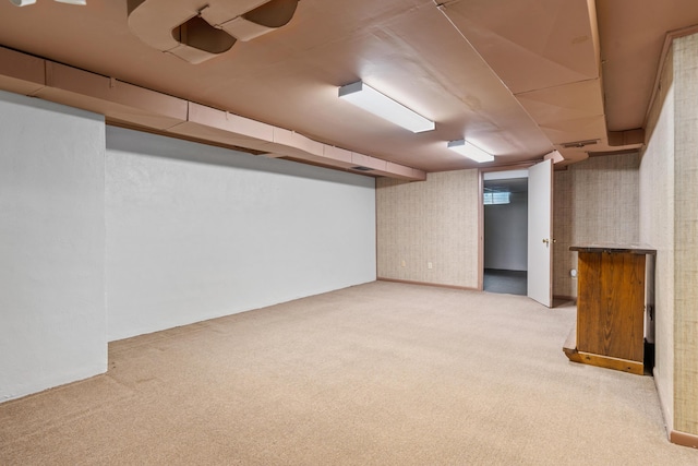 finished basement with carpet floors