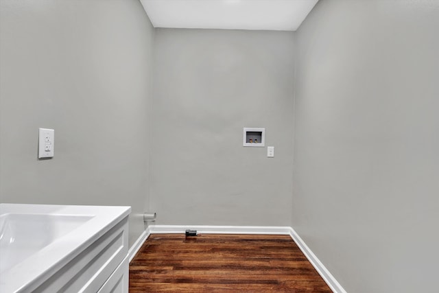 475 S Main St, Rocky Mount, VA 24151 - laundry area with washer hookup, dark wood-type flooring, and baseboards