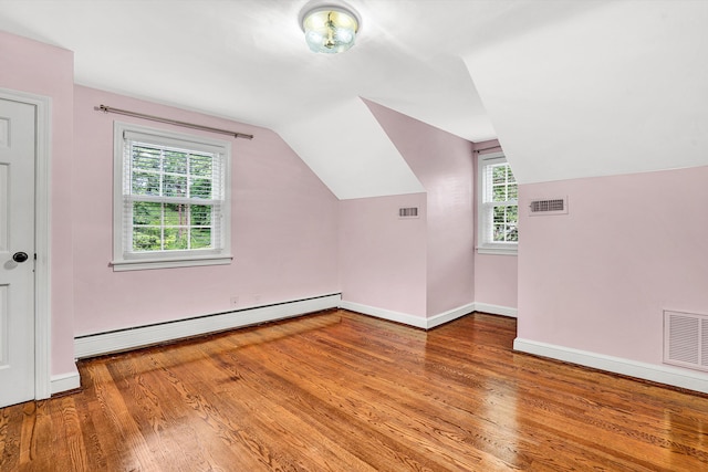 2848 Longview Ave SW, Roanoke, VA 24014 - bonus room with a baseboard heating unit, vaulted ceiling, wood finished floors, and baseboards