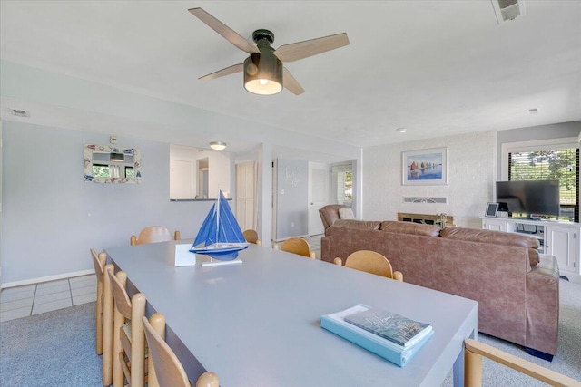 45 Sailors Cove Dr Unit 802, Moneta, VA 24121 - tiled dining area with ceiling fan and carpet flooring
