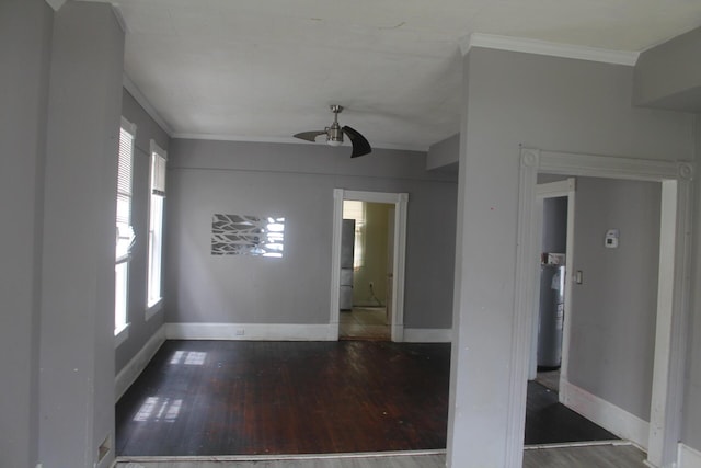 705 Rose Ave, Clifton Forge, VA 24422 - spare room featuring wood finished floors, baseboards, crown molding, and ceiling fan